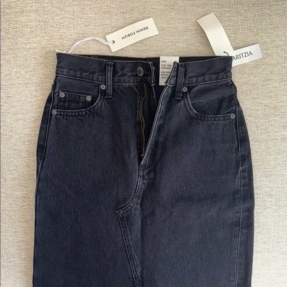 New Aritzia Denim Forum High-Waist Black Denim Skirt